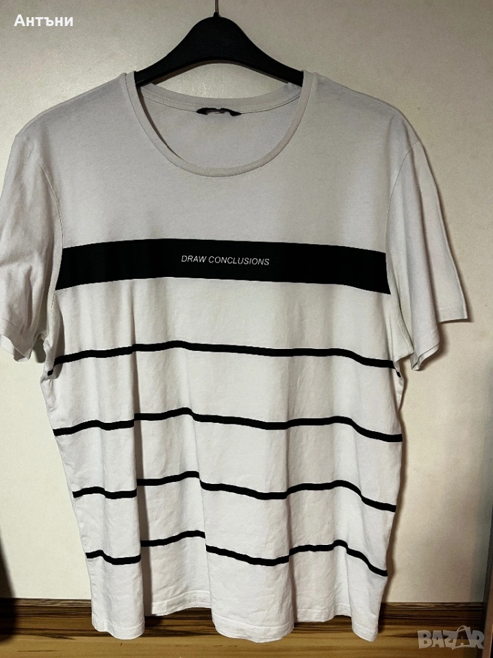 Бяла тениска с къс ръкав и надпис, снимка 1