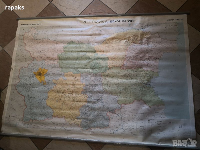 Карта на Народна Република България.. Голяма, учебна, стенна, снимка 1