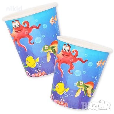 Морско дъно морски животни океан 8 бр картонени чаши парти рожден ден, снимка 1
