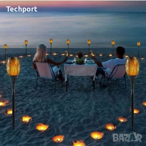 Соларна лампа – фенер тип факла с ефект на пламък за градина, тераса и двор, снимка 4 - Соларни лампи - 52447195