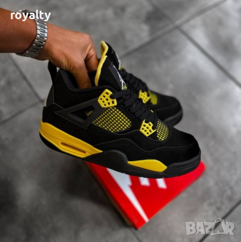 Air Jordan 4 Retro Black/Yellow мъжки маратонки , снимка 3 - Маратонки - 51625168
