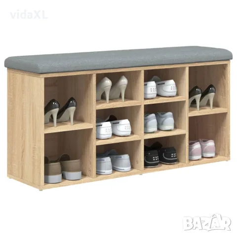 vidaXL Пейка за обувки, сонома дъб, 102x32x50 см, инженерно дърво, снимка 6 - Маси - 56148078