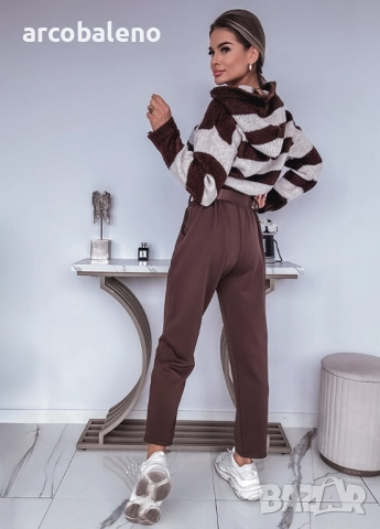 Дамски шоколадов панталон с колан, снимка 7 - Панталони - 52417033