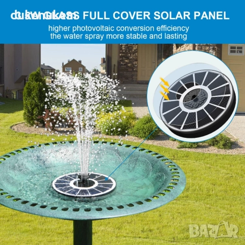 Соларен фонтан 3.5W с батерия 2000 mAh – 2025 ъпгрейд модел, снимка 3 - Градински мебели, декорация  - 52452378