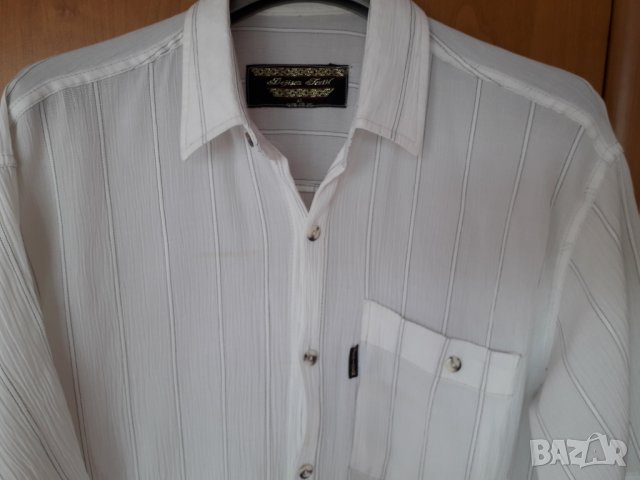 Мъжка риза къс ръкав от кенар бяла размер L, снимка 3 - Ризи - 29160982