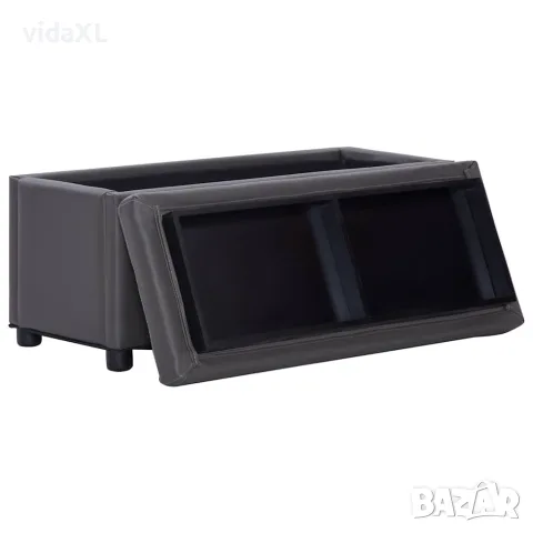 vidaXL Табуретка ракла, 87,5 см, сива, изкуствена кожа, снимка 3 - Ракли - 56146479