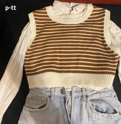 Пуловер къс ,без ръкав 
