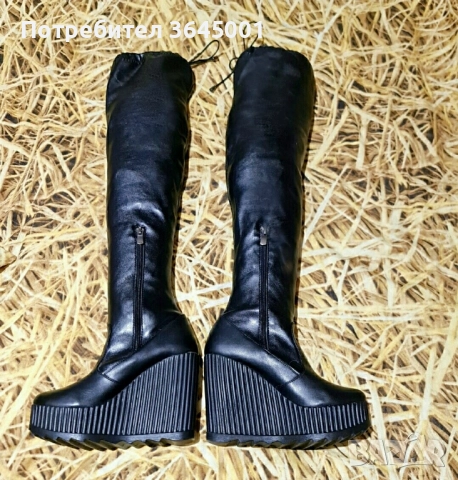 Елегантни и супер удобни ботуши-чизми от еластична еко кожа ,на олекотена платформа. N:36 / НОВИ , снимка 3 - Дамски ботуши - 52355234
