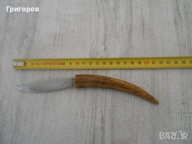 Стар ЛОВЕН нож с дръжка от ЕЛЕНОВ РОГ ! ножка ножче, снимка 3 - Колекции - 37563302