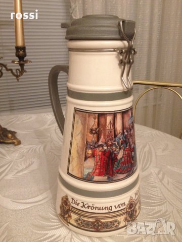 Vintage. Не използвана. Немска кана гарафа. Коронацията на Хайнрих II в Рим 1014 г. 2 л. , снимка 6 - Колекции - 31264181