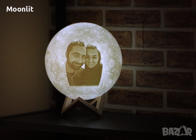 Лунна лампа със снимка и текст - 4 размера/ 3 или 16 цвята на светлината , снимка 6 - Арт сувенири - 35561134