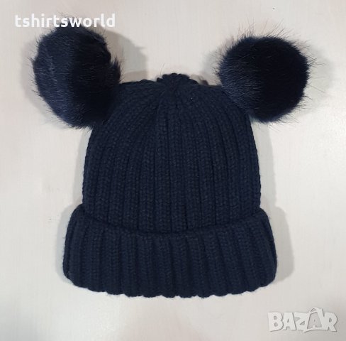 Нова детска шапка с 2 пуха, от 4 години до 16 години
