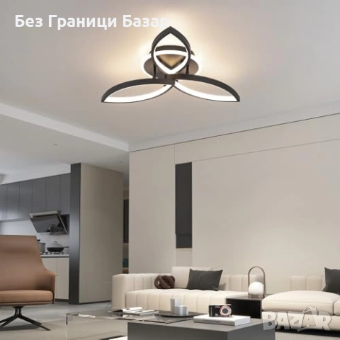 Нова Модерна LED таванна лампа Clover 50см 4480lm с App контрол дистанционно черна димируема, снимка 5 - Лед осветление - 54272381
