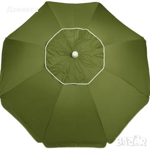 Кръгъл плажен чадър 2.40 м с чупещо се рамо, UV защита и прозорче за вятър, снимка 12 - Други - 50124677