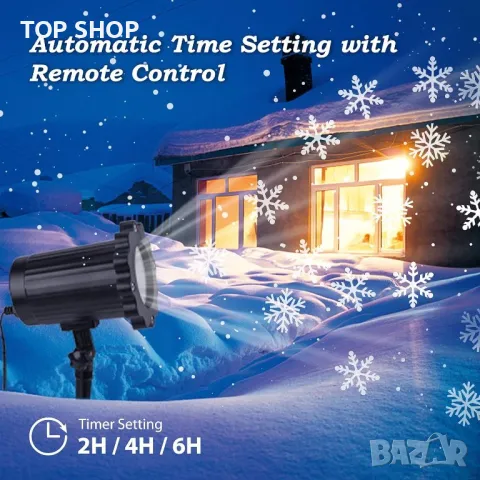 Водоустойчив коледен LED проектор снежинки, снимка 6 - Прожектори - 49520171