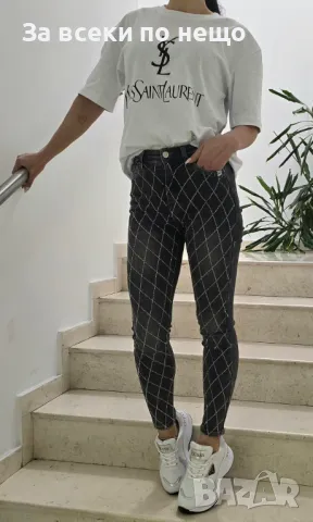 Дамски меки и еластични дънки с апликация от канъчета , снимка 3 - Дънки - 48351275