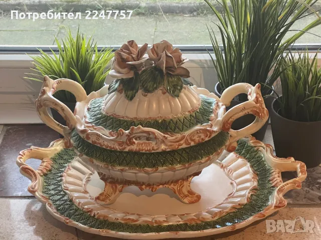 Супник с поднос Capodimonte , снимка 3 - Антикварни и старинни предмети - 49154313