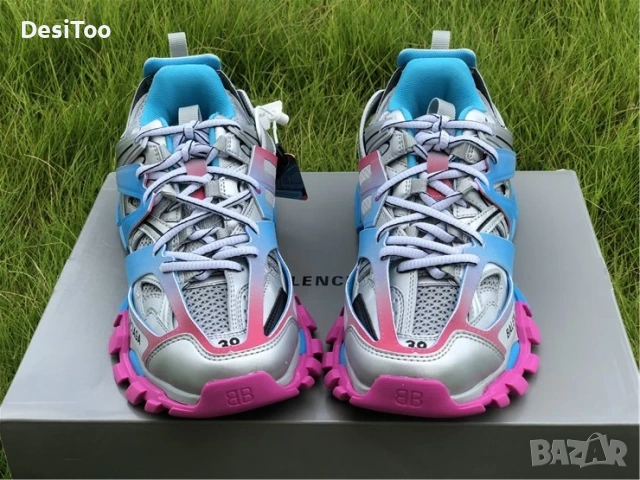 Balenciaga Track Sneaker "Silver/Blue/Pink" , снимка 2 - Маратонки - 54362646