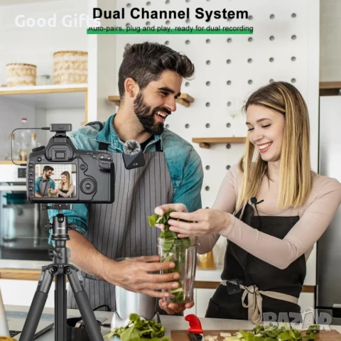 Безжичен петличен микрофон с два предавателя и 3-в-1 приемник, снимка 5 - Микрофони - 51257164