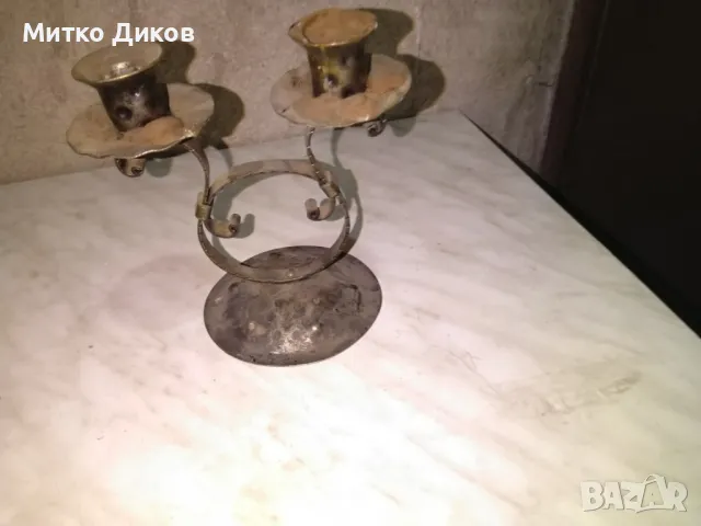 Свещник от ковано желязо – ръчна изработка-двойка, снимка 2 - Декорация за дома - 49589647