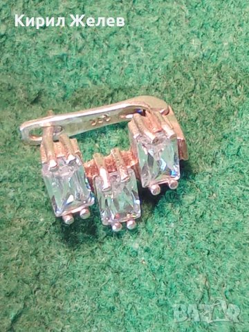 СРЕБЪРНА СКЪПОЦЕННА АРТ НУВО ОБЕЦА СРЕБРО 925 АНГЛИЯ с 3 ЕДРИ ФАСЕТИРАНИ ПЛАНИНСКИ КРИСТАЛИ 25639, снимка 2 - Обеци - 35820847