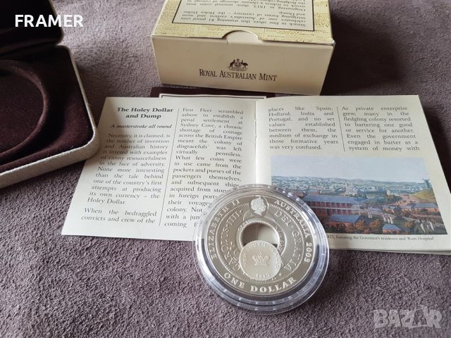 1 сребърен долар 2003 Австралия Holey Dollar and Dump oz, снимка 8 - Нумизматика и бонистика - 40701243