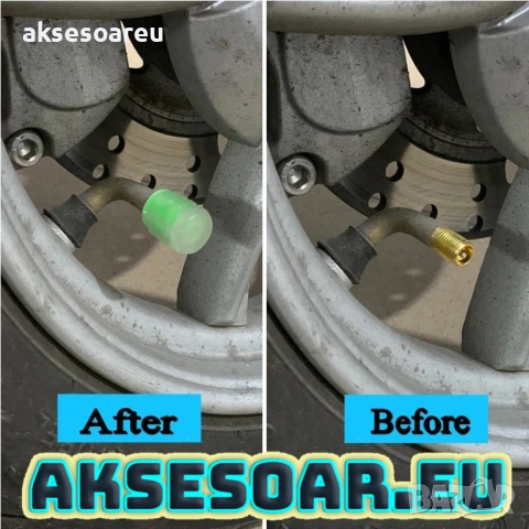 Комплект нови 16 бр. светещи капачки за вентили, флуоресцентни нощни светещи за декорация на кола, снимка 6 - Аксесоари и консумативи - 53901427