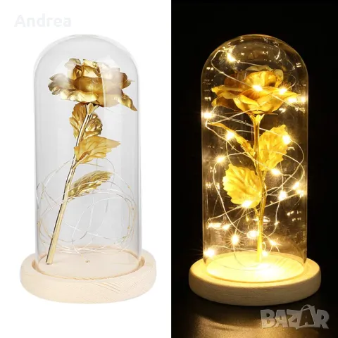 Вечна роза в стъкленица е вдъхновена от „Красавицата и звяра“ ., снимка 2 - Изкуствени цветя - 48370945