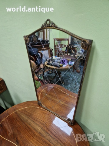 Страхотно антикварно английско бронзово огледало , снимка 5 - Антикварни и старинни предмети - 53214374