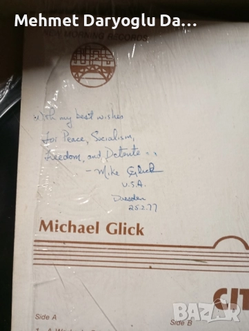 Чисто нова грамофона плоча на Майкъл Глик подписана лично от него!, снимка 2 - Грамофонни плочи - 51431905