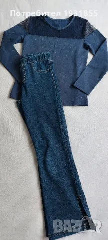 Дънки с блузка, снимка 4 - Детски панталони и дънки - 48859657