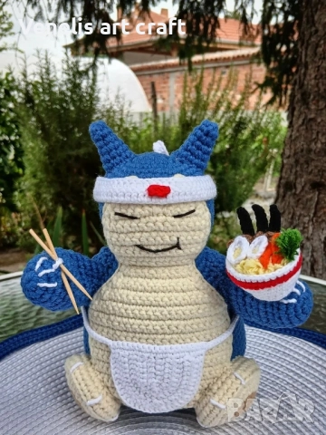 Снорлакс Покемон / Snorlax Pokemon Плетена играчка , снимка 4 - Колекции - 52188259