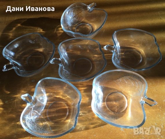 Комплект 6 стъклени купички "ябълки", снимка 3 - Чинии - 31614970