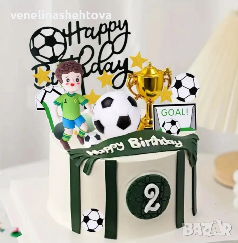 26 броя комплект футбол футболист топки фигурка топер "Happy birthday" декорация торта , снимка 2 - Други - 52872670