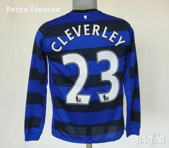 Тениска Manchester United — Гостуващ (Cleverly #23) Nike — Деца размер XL Синьо (сезон 2011)