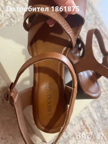 Дамски сандали на ток естествена кожа, снимка 4 - Сандали - 50971224