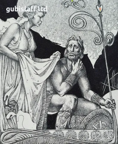 Картина, графика "Херкулес и Деянира", худ. Христо Керин, снимка 2 - Картини - 49869618