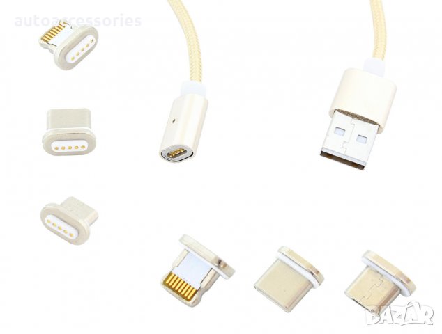 3000051459 Кабел магнитен за Смартфон, APTEL AK239B, MICRO USB 3in1, GOLD, снимка 1