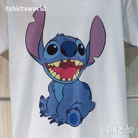 Нова бяла детска тениска с дигитален печат Стич (Stitch), снимка 6 - Детски тениски и потници - 38168198