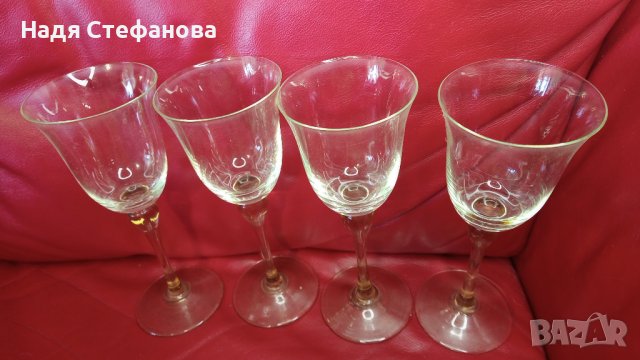 Чаши за вино 4 бр, високи, кафеникав нюанс, снимка 5 - Чаши - 44242000