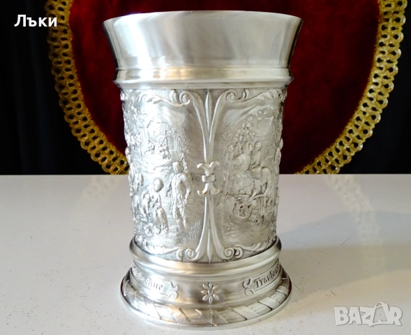 Калаена халба,чаша с Гроздобер,Дърводобив,Стригане на овце. , снимка 3 - Антикварни и старинни предмети - 52216078