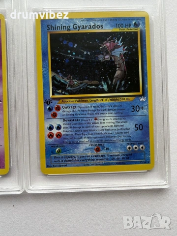 4 Pokemon Rare Cards:Gyarados,Charizard,Shining Mewtwo & Shining Gyarados, снимка 5 - Колекции - 53903871