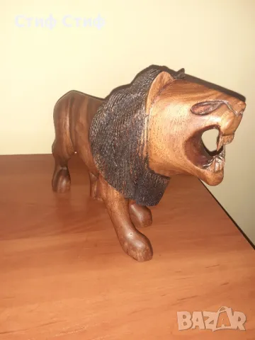 Дървен лъв, снимка 2 - Антикварни и старинни предмети - 49849132