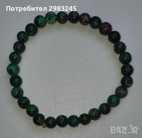 Гривна с мъниста от епидот с цоизит, снимка 2 - Гривни - 49032063