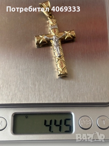 Златна висулка кръст от 14к злато 4.44гр 5см , снимка 4 - Колиета, медальони, синджири - 51648479