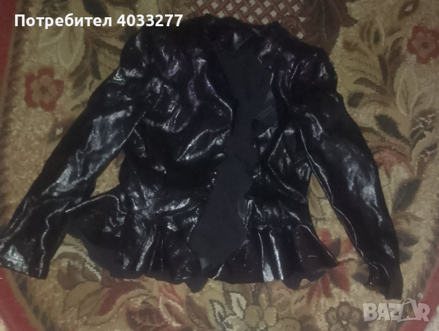 Италианско черно кожено яке,лачена материя., снимка 2 - Якета - 44806330