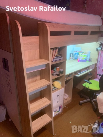 Детско двуетажно легло с бюро и гардероб с двулицев матрак Заедно детска секция с бюро и гардероб 15, снимка 5 - Мебели за детската стая - 52582292