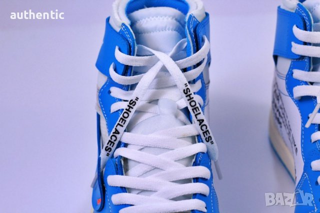 Nike Air Jordan 1 Off-White University Blue, снимка 6 - Маратонки - 36013219