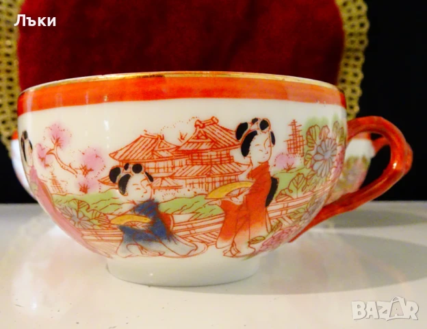 Чаша японски костен порцелан 58 гр.,злато. , снимка 2 - Антикварни и старинни предмети - 51216141