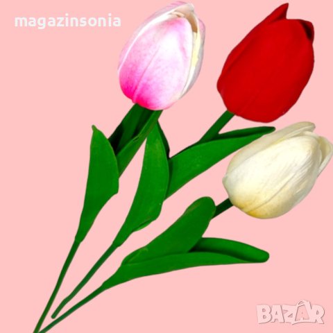 Супер реалистични изкуствени лалета за пролетно настроение, снимка 5 - Изкуствени цветя - 40400845